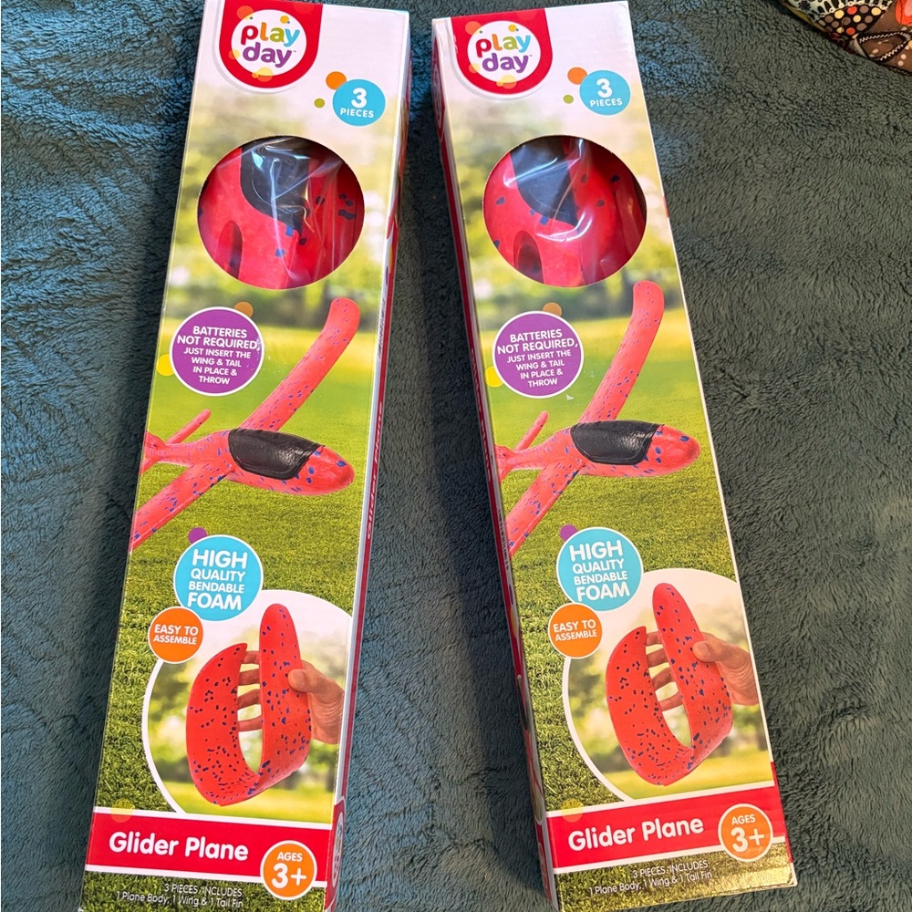 2-Play Day Red Glider Plane for Kids